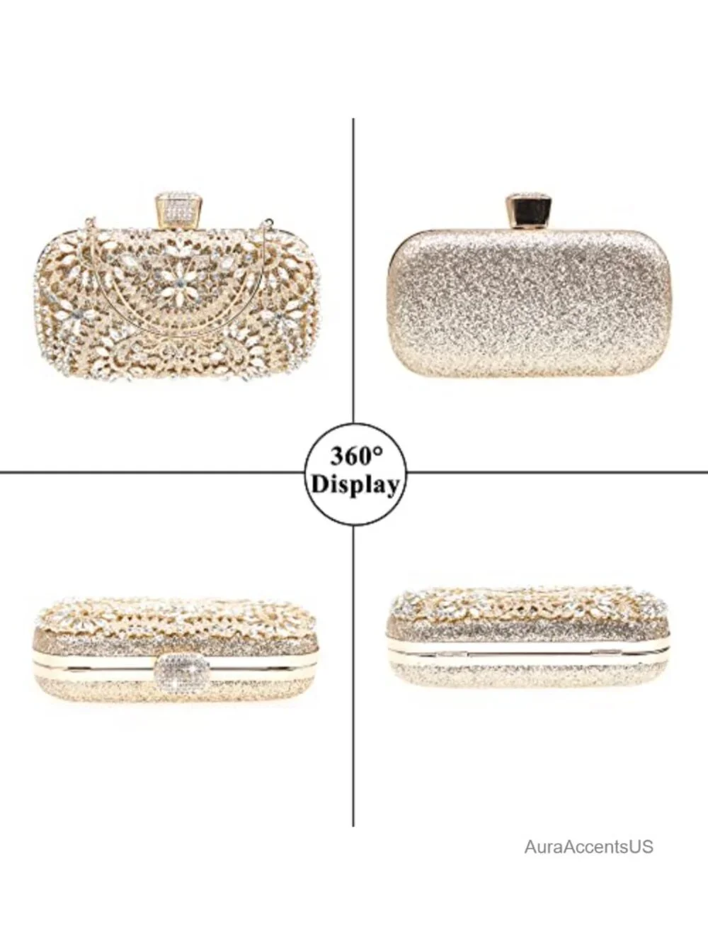 Sparkly Rhinestone Crystal Clutch Bag Sequin Bridal Purse Evening Handbag